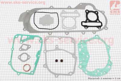 Прокладки двигателя 80cc-47мм, к-кт 13 деталей, длинный вариатор (метал)