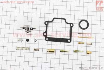 Ремонтный к-кт карбюратора, 15 деталей+поплавок