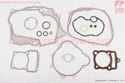 Прокладки двигателя CG-150cc-62мм, к-кт 15 деталей (красная нить)