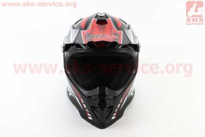 Шлем кроссовый/эндуро/АТV BLD-819-7 S (55-56см), ЧЁРНЫЙ глянец с красно-бело-серым рисунком