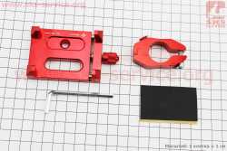 Держатель телефона на руль металлический, ширина 50-100мм регулируемая, Красный