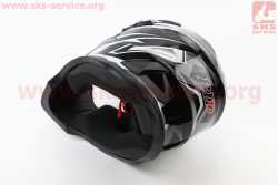 Шлем кроссовый/эндуро/АТV BLD-819-7 М (57-58см), ЧЁРНЫЙ глянец с бело-серым рисунком