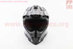 Шлем кроссовый/эндуро/АТV BLD-819-7 М (57-58см), ЧЁРНЫЙ глянец с бело-серым рисунком